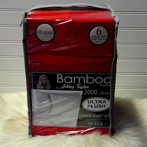 Bamboo Essence Queen Red 6 Piece Sheet Set - Picture 2 of 10